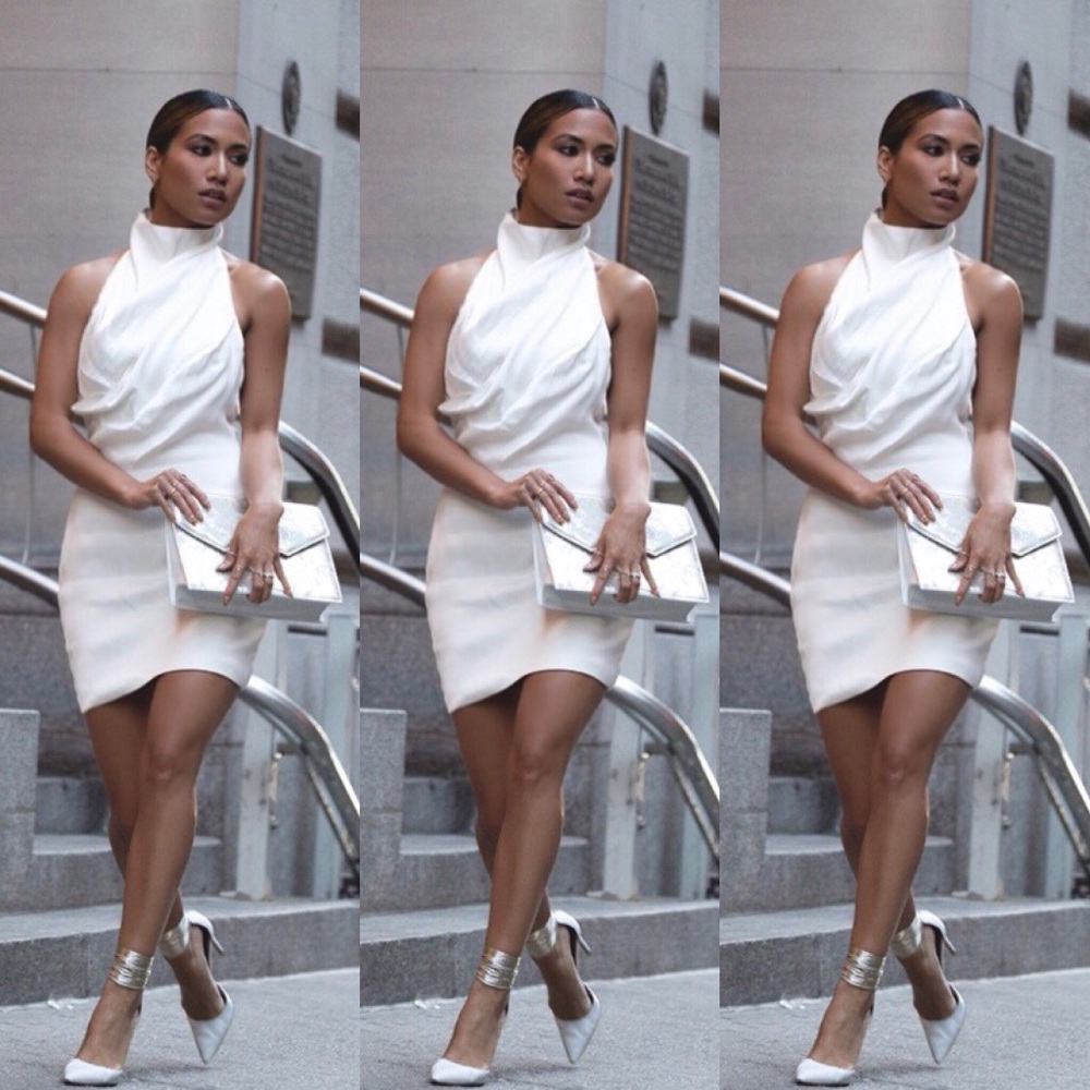 High Neck Satin Halter Dress
